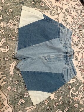 SO Patchwork Light & Dark Blue Denim Shorts
